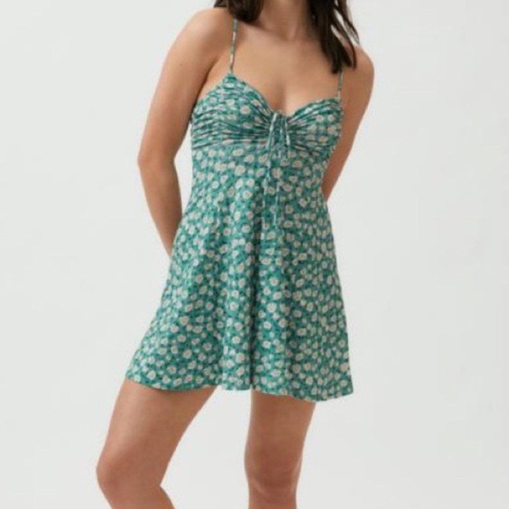 UO Dasha Ruched Bodice Mini Dress